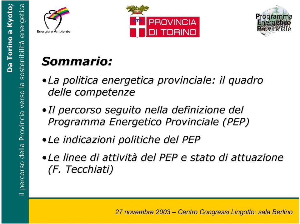 definizione del Programma Energetico Provinciale