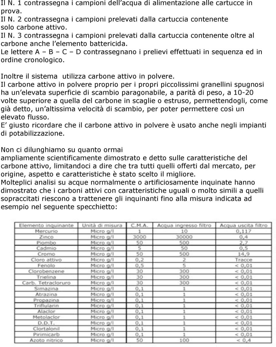 Il carbone attivo in polvere proprio per i propri piccolissimi granellini spugnosi ha un elevata superficie di scambio paragonabile, a parità di peso, a 10-20 volte superiore a quella del carbone in