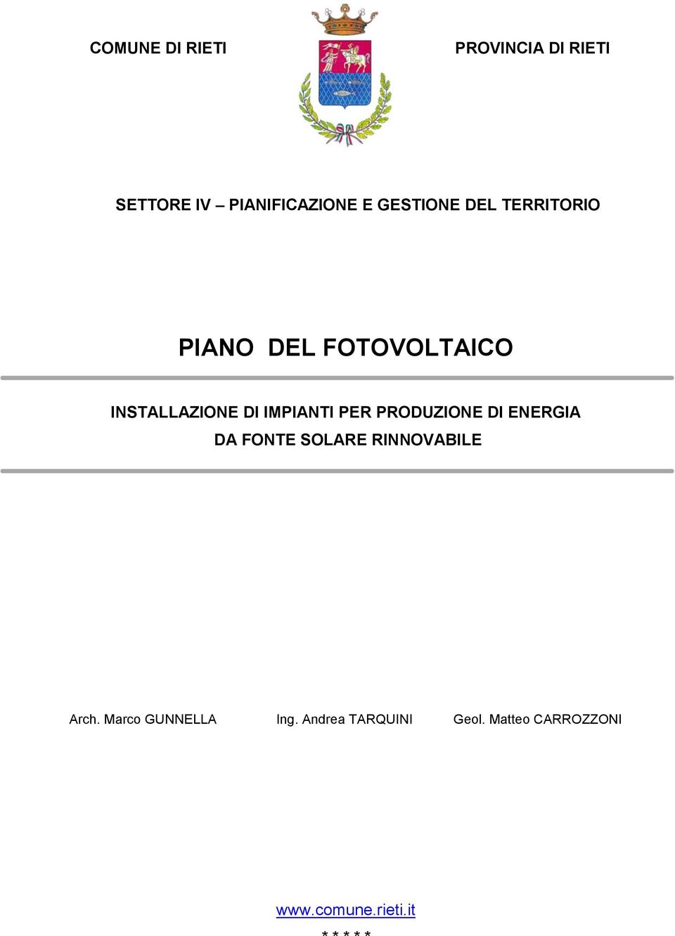 PRODUZIONE DI ENERGIA DA FONTE SOLARE RINNOVABILE Arch.