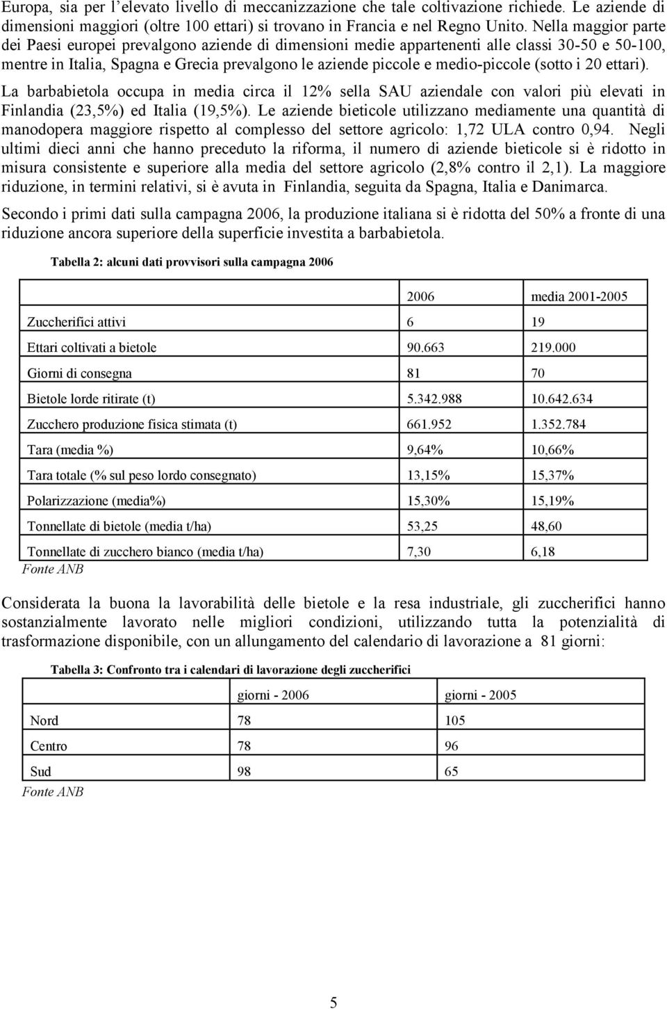 (sotto i 20 ettari). La barbabietola occupa in media circa il 12% sella SAU aziendale con valori più elevati in Finlandia (23,5%) ed Italia (19,5%).