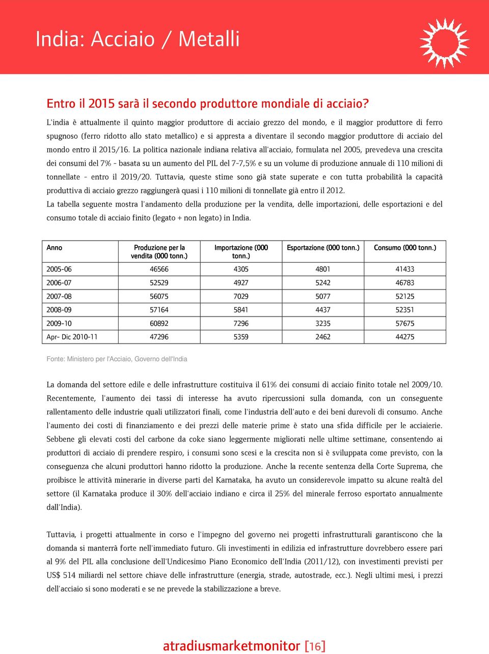 maggior produttore di acciaio del mondoentroil2015/16.