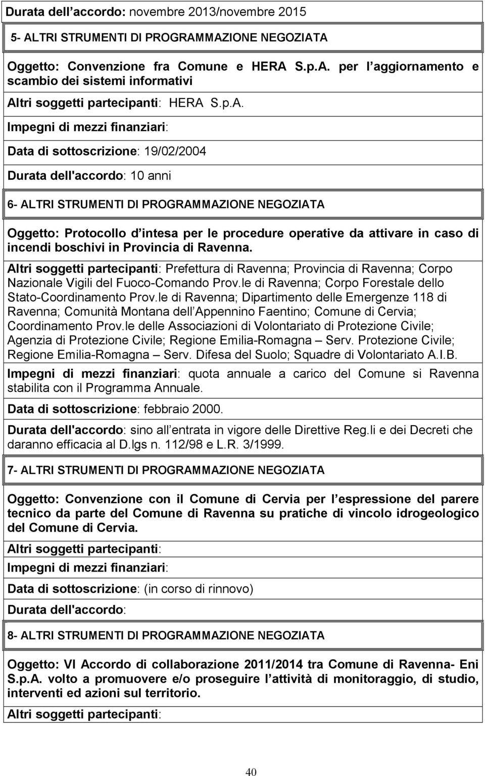 incendi boschivi in Provincia di Ravenna. Altri soggetti partecipanti: Prefettura di Ravenna; Provincia di Ravenna; Corpo Nazionale Vigili del Fuoco-Comando Prov.