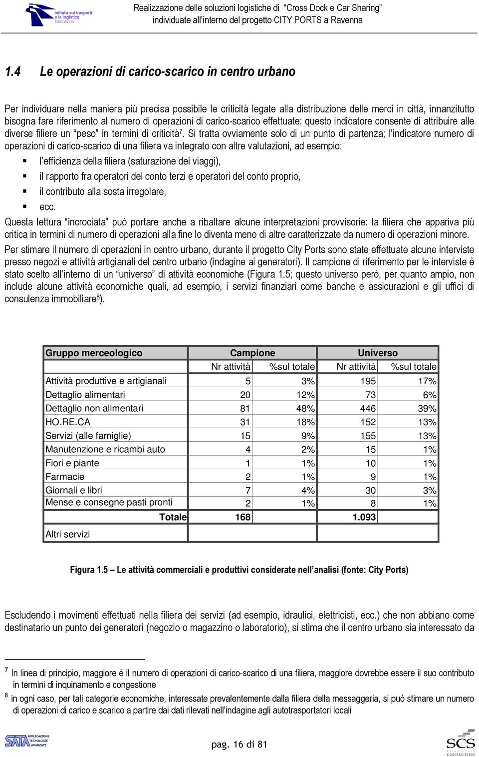 Si tratta ovviamente solo di un punto di partenza; l indicatore numero di operazioni di carico-scarico di una filiera va integrato con altre valutazioni, ad esempio: l efficienza della filiera