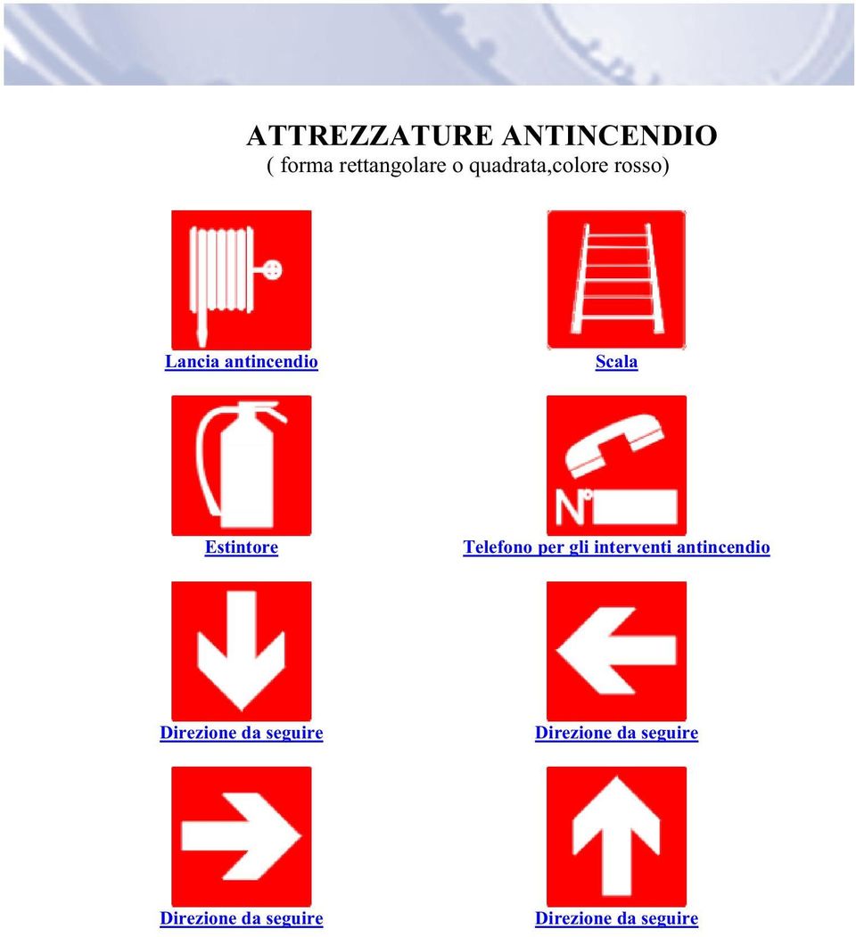 gli interventi antincendio Direzione da seguire Direzione da seguire Direzione da seguire