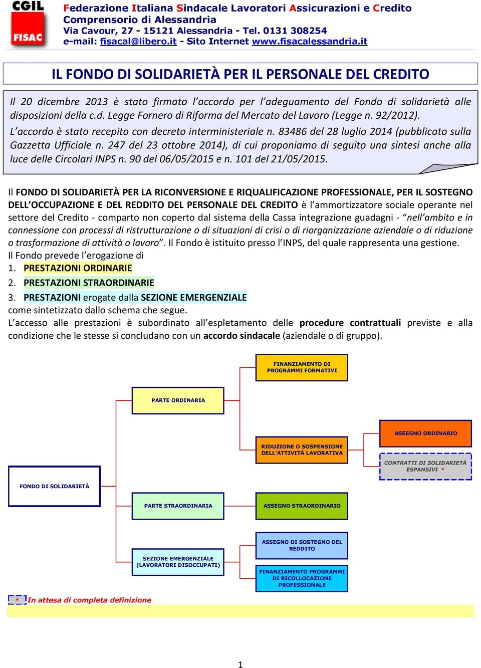 92/2012). L accordo è stato recepito con decreto interministeriale n. 83486 del 28 luglio 2014 (pubblicato sulla Gazzetta Ufficiale n.