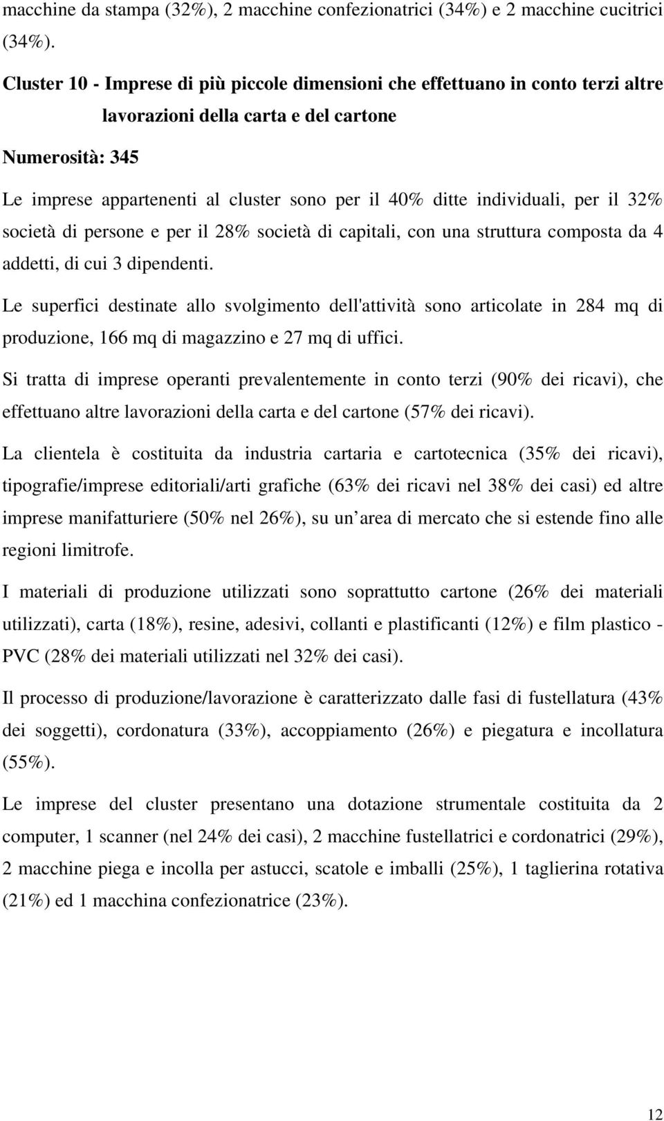 individuali, per il 32% società di persone e per il 28% società di capitali, con una struttura composta da 4 addetti, di cui 3 dipendenti.