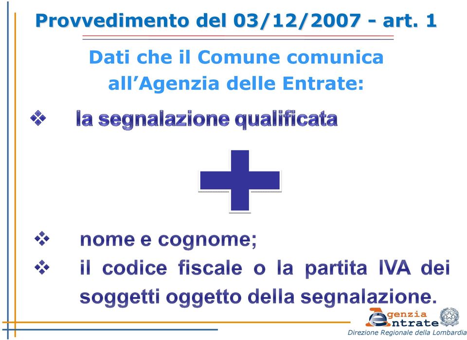 comunica all Agenzia delle