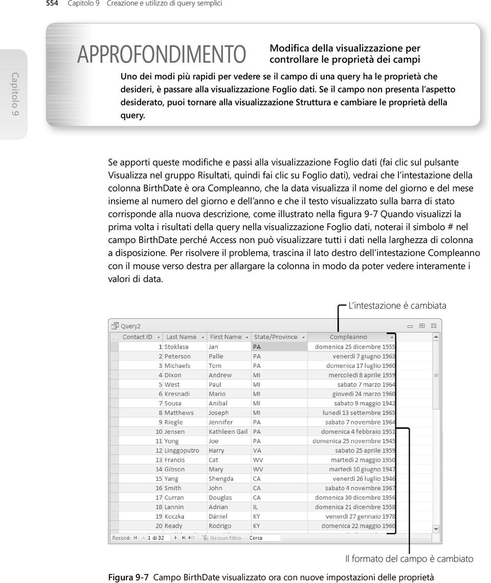 Se apporti queste modifiche e passi alla visualizzazione Foglio dati (fai clic sul pulsante Visualizza nel gruppo Risultati, quindi fai clic su Foglio dati), vedrai che l intestazione della colonna