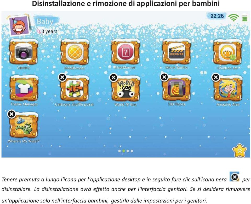 La disinstallazione avr effetto anche per l'interfaccia genitori.