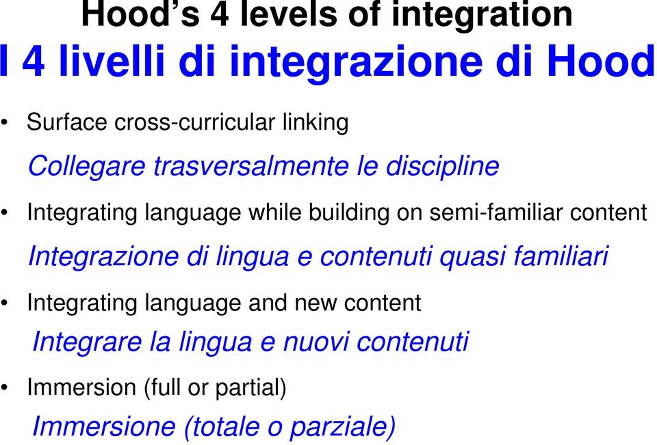 semi-familiar content Integrazione di lingua e contenuti quasi familiari Integrating language