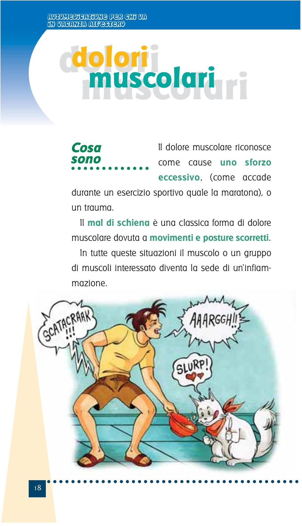 un trauma. Il mal di schiena è una classica forma di dolore muscolare dovuta a movimenti e posture scorretti.