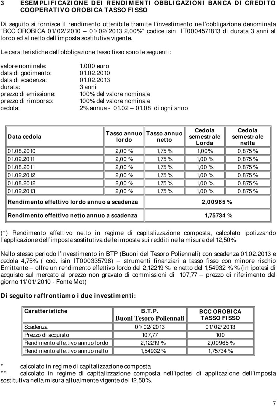 Le caratteristiche dell obbligazione tasso fisso sono le seguenti: valore nominale: 1.000 euro data di godimento: 01.02.