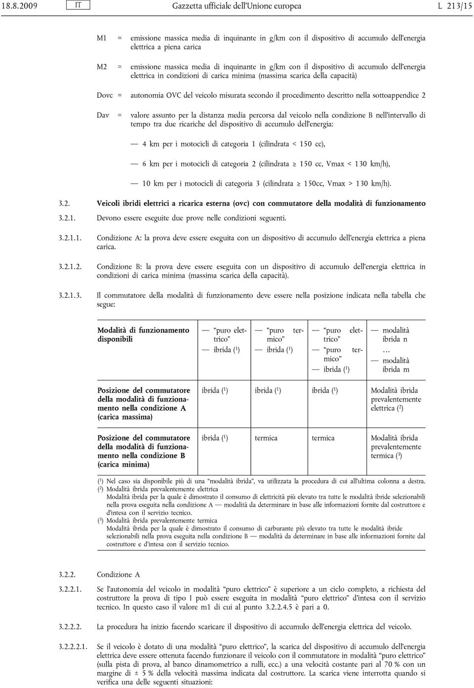 secondo il procedimento descritto nella sottoappendice 2 Dav = valore assunto per la distanza media percorsa dal veicolo nella condizione B nell intervallo di tempo tra due ricariche del dispositivo