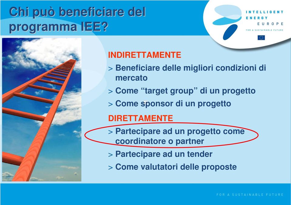 target group di un progetto > Come sponsor di un progetto DIRETTAMENTE >