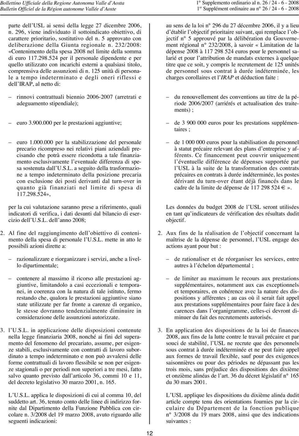 524 per il personale dipendente e per quello utilizzato con incarichi esterni a qualsiasi titolo, comprensiva delle assunzioni di n.