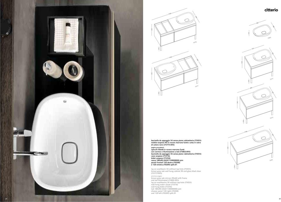 piano rubinetteria (75055) vaso sospeso (75316) bidet sospeso (75256) vasca 180x90 (AG61130000000) join pareti frontali 120 destra (70208) e 120 sinistra (70209) split.