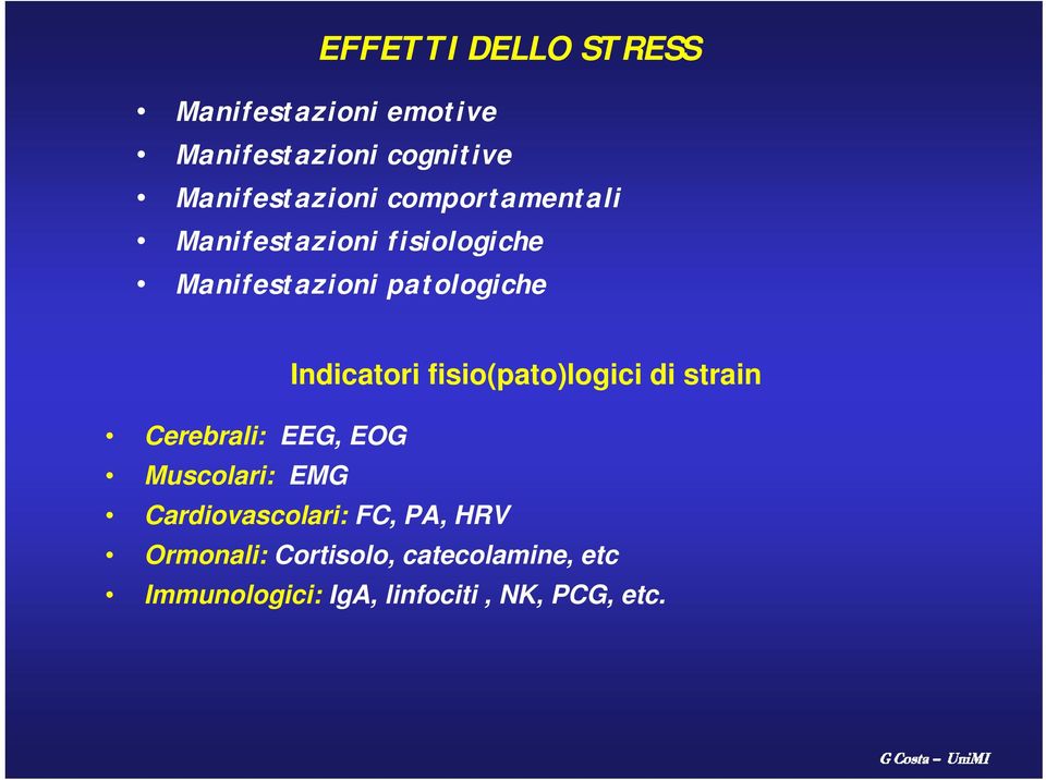 fisio(pato)logici di strain Cerebrali: EEG, EOG Muscolari: EMG Cardiovascolari: FC,