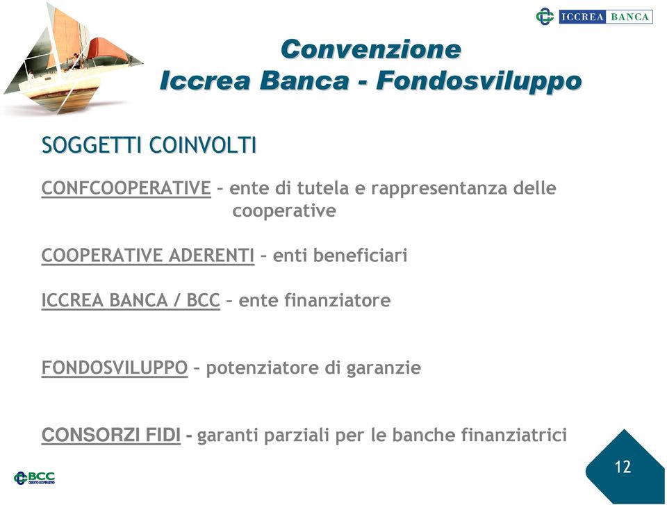 beneficiari ICCREA BANCA / BCC ente finanziatore FONDOSVILUPPO potenziatore