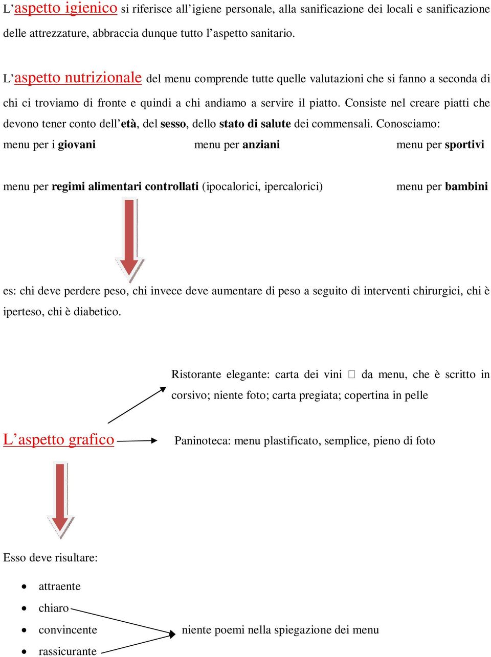 Consiste nel creare piatti che devono tener conto dell età, del sesso, dello stato di salute dei commensali.