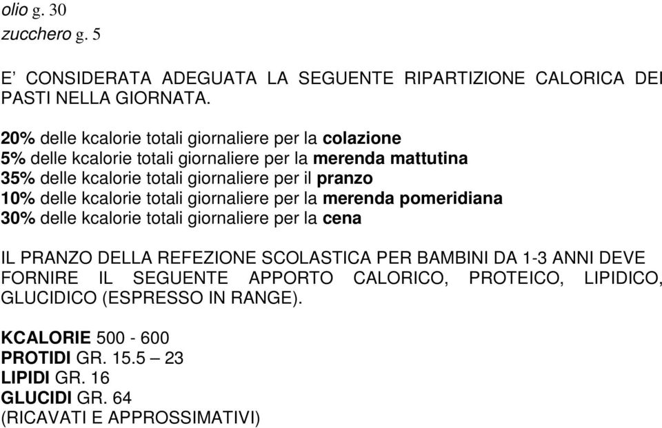 il pranzo 10% delle kcalorie totali giornaliere per la merenda pomeridiana 30% delle kcalorie totali giornaliere per la cena IL PRANZO DELLA REFEZIONE