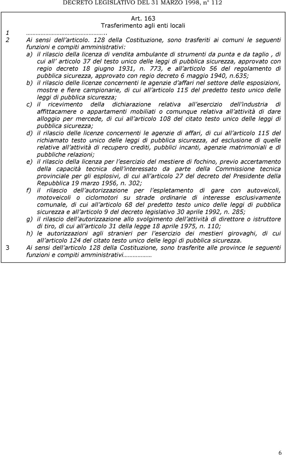 articolo 37 del testo unico delle leggi di pubblica sicurezza, approvato con regio decreto 18 giugno 1931, n.