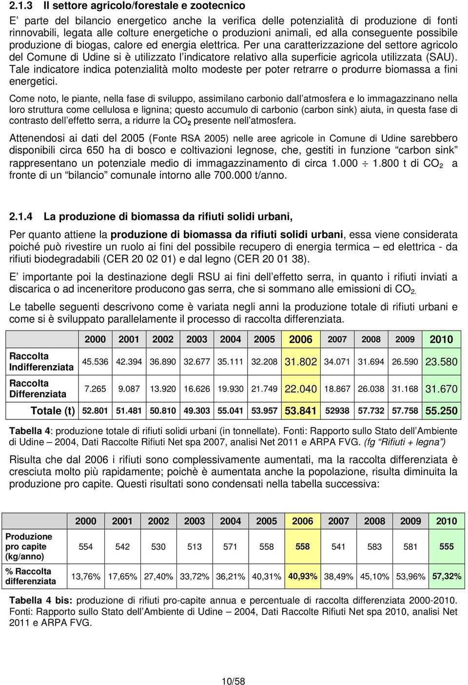 Per una caratterizzazione del settore agricolo del Comune di Udine si è utilizzato l indicatore relativo alla superficie agricola utilizzata (SAU).