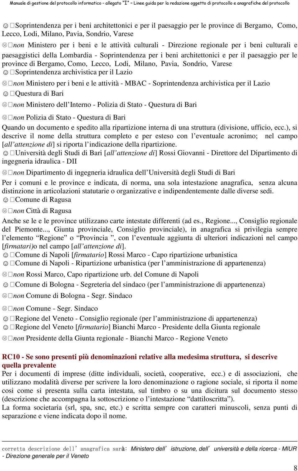 Varese Soprintendenza archivistica per il Lazio non Ministero per i beni e le attività - MBAC - Soprintendenza archivistica per il Lazio Questura di Bari non Ministero dell Interno - Polizia di Stato