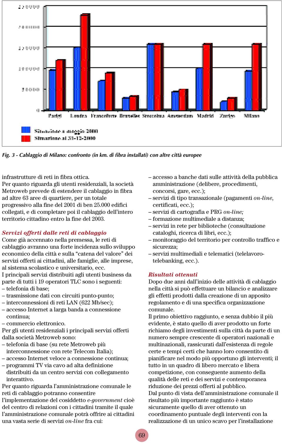 000 edifici collegati, e di completare poi il cablaggio dell intero territorio cittadino entro la fine del 2003.