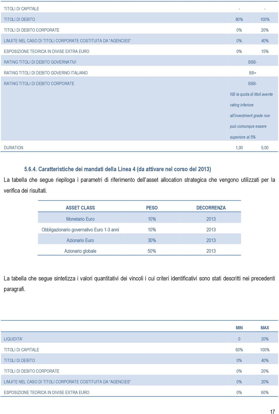 comunque essere superiore al 5% DURATION 1,00 5,00 5.6.4.