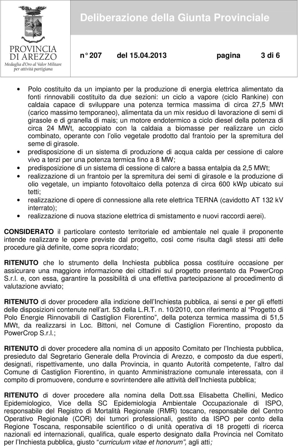 capace di sviluppare una potenza termica massima di circa 27,5_MWt (carico massimo temporaneo), alimentata da un mix residuo di lavorazione di semi di girasole e di granella di mais; un motore