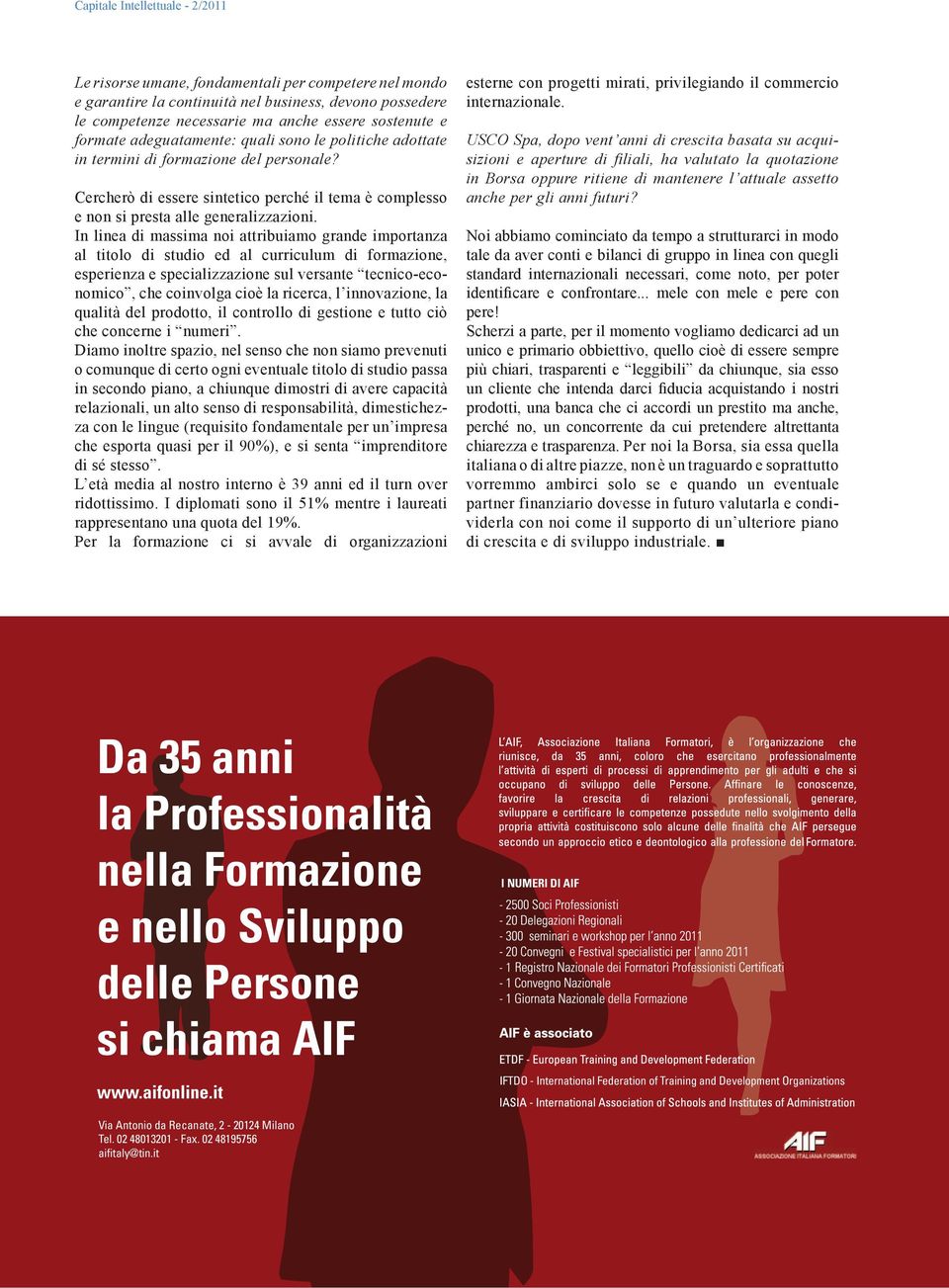 it I NUMERI DI AIF - 1 IFTDO - International Federation of Training and