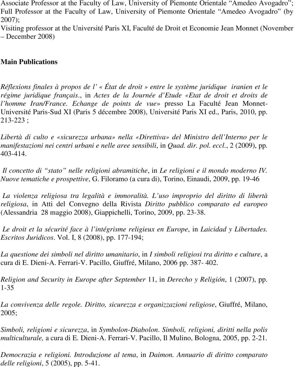 juridique iranien et le régime juridique français., in Actes de la Journée d Etude «Etat de droit et droits de l homme Iran/France.