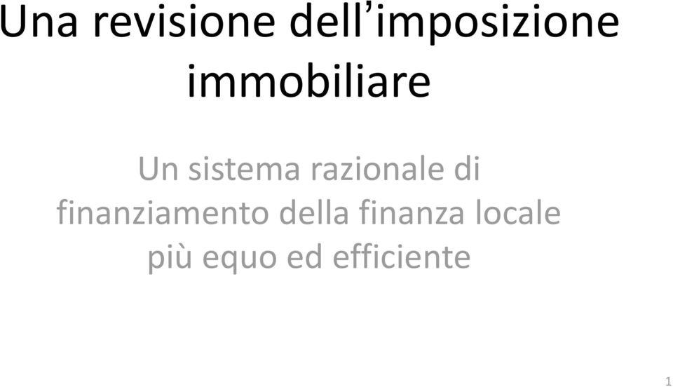 razionale di finanziamento