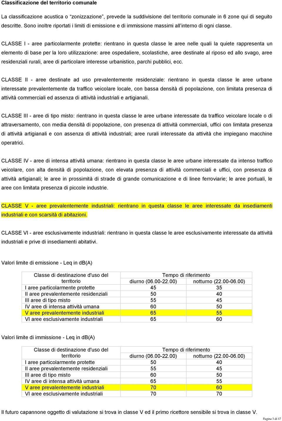 CLASSE I - aree particolarmente protette: rientrano in questa classe le aree nelle quali la quiete rappresenta un elemento di base per la loro utilizzazione: aree ospedaliere, scolastiche, aree