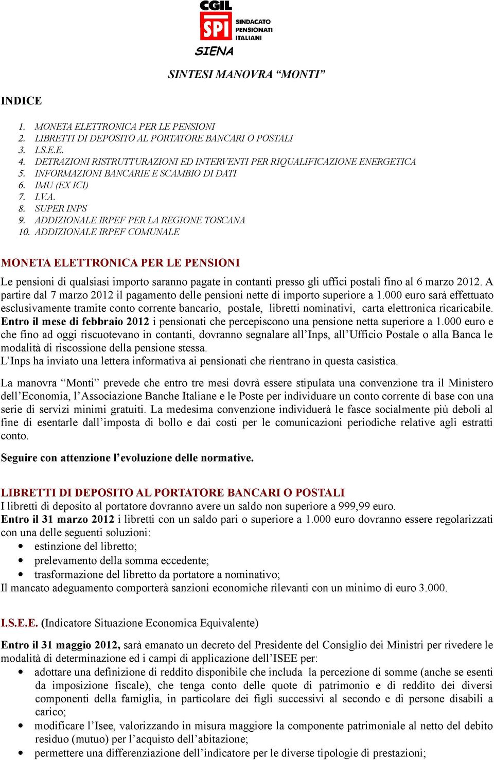 ADDIZIONALE IRPEF PER LA REGIONE TOSCANA 10.