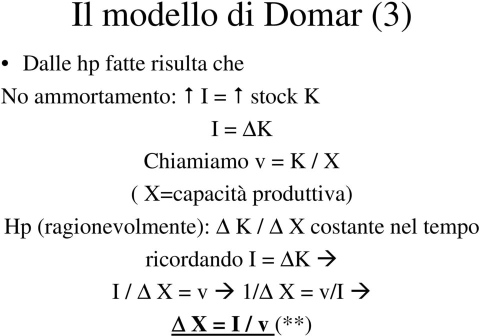 X=capacità produttiva) Hp (ragionevolmente): K / X