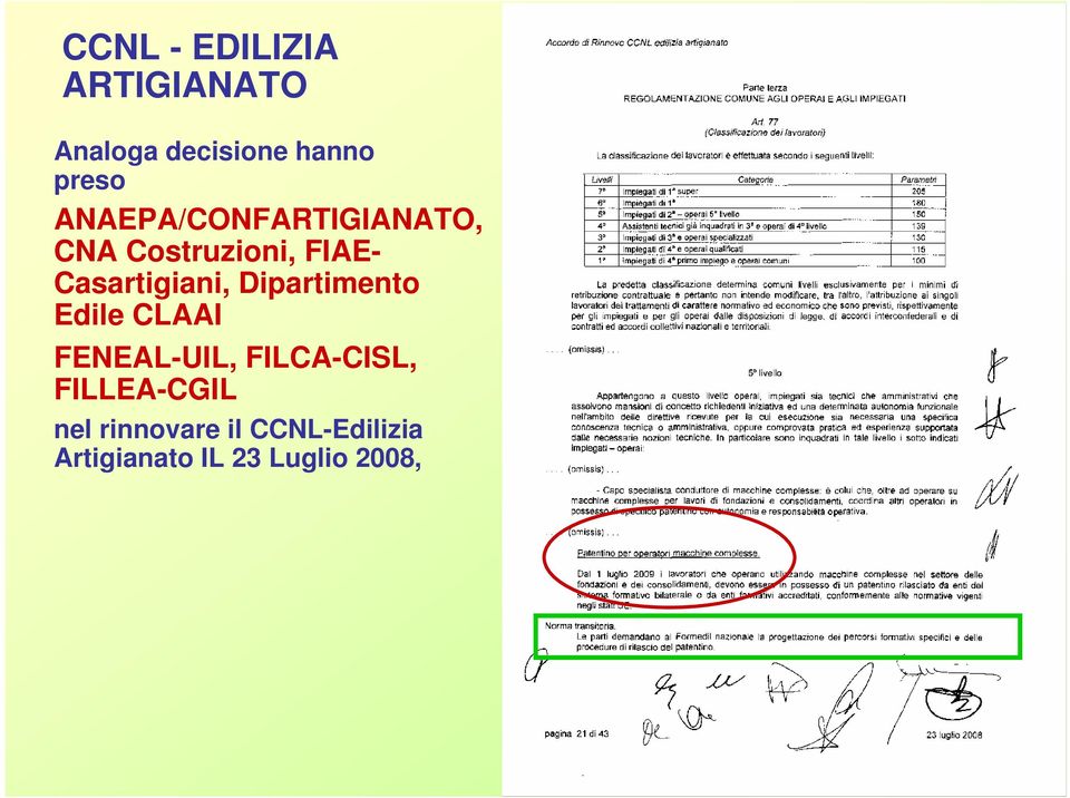 Dipartimento Edile CLAAI FENEAL-UIL, FILCA-CISL, FILLEA-CGIL