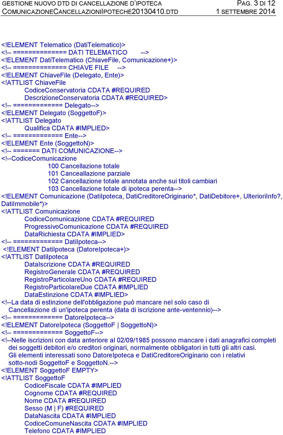 -- ============= Delegato--> <!ELEMENT Delegato (SoggettoF)> <!ATTLIST Delegato Qualifica CDATA #IMPLIED> <!-- ============= Ente--> <!ELEMENT Ente (SoggettoN)> <!-- ======= DATI COMUNICAZIONE--> <!