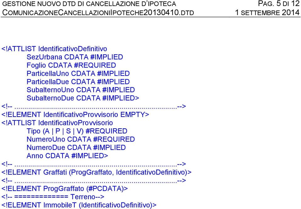 #IMPLIED SubalternoDue CDATA #IMPLIED> <!--...--> <!ELEMENT IdentificativoProvvisorio EMPTY> <!