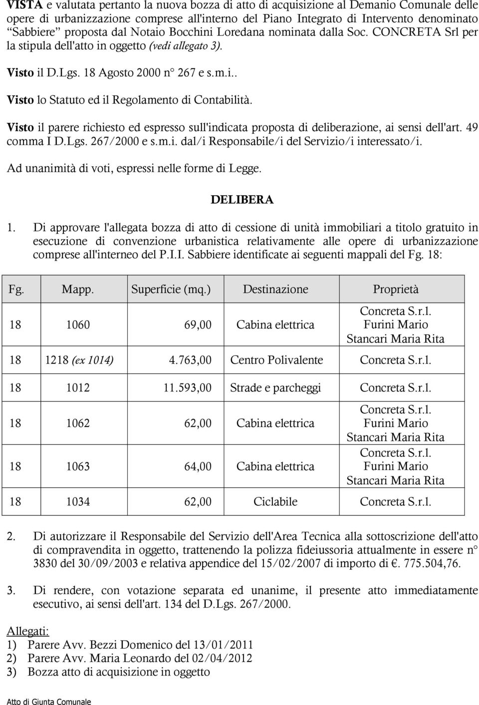 Visto il parere richiesto ed espresso sull'indicata proposta di deliberazione, ai sensi dell'art. 49 comma I D.Lgs. 267/2000 e s.m.i. dal/i Responsabile/i del Servizio/i interessato/i.