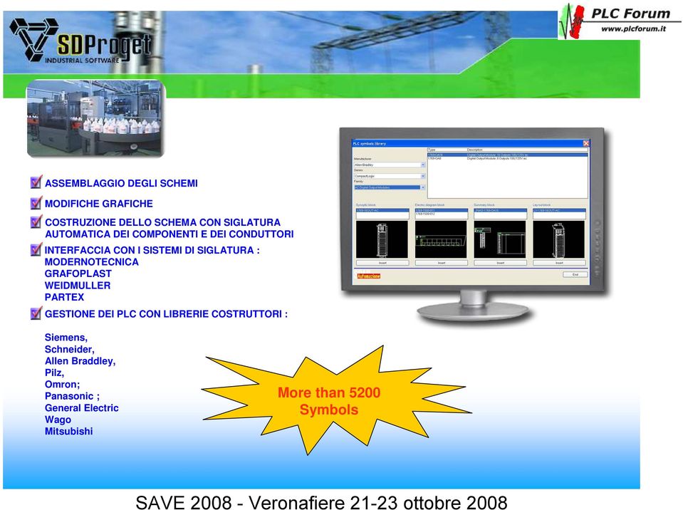 MODERNOTECNICA GRAFOPLAST WEIDMULLER PARTEX GESTIONE DEI PLC CON LIBRERIE COSTRUTTORI :