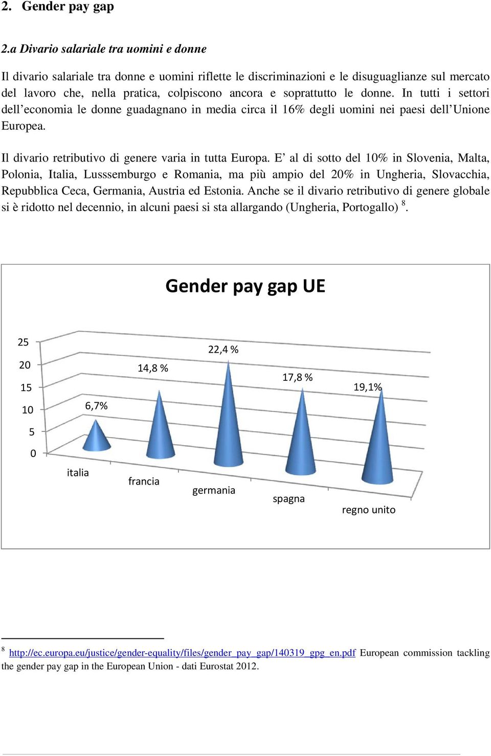 soprattutto le donne. In tutti i settori dell economia le donne guadagnano in media circa il 16% degli uomini nei paesi dell Unione Europea. Il divario retributivo di genere varia in tutta Europa.