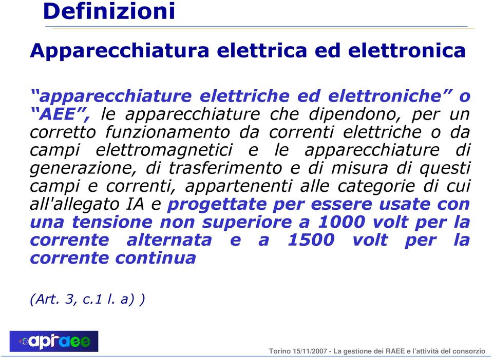 di trasferimento e di misura di questi campi e correnti, appartenenti alle categorie di cui all'allegato IA e progettate per