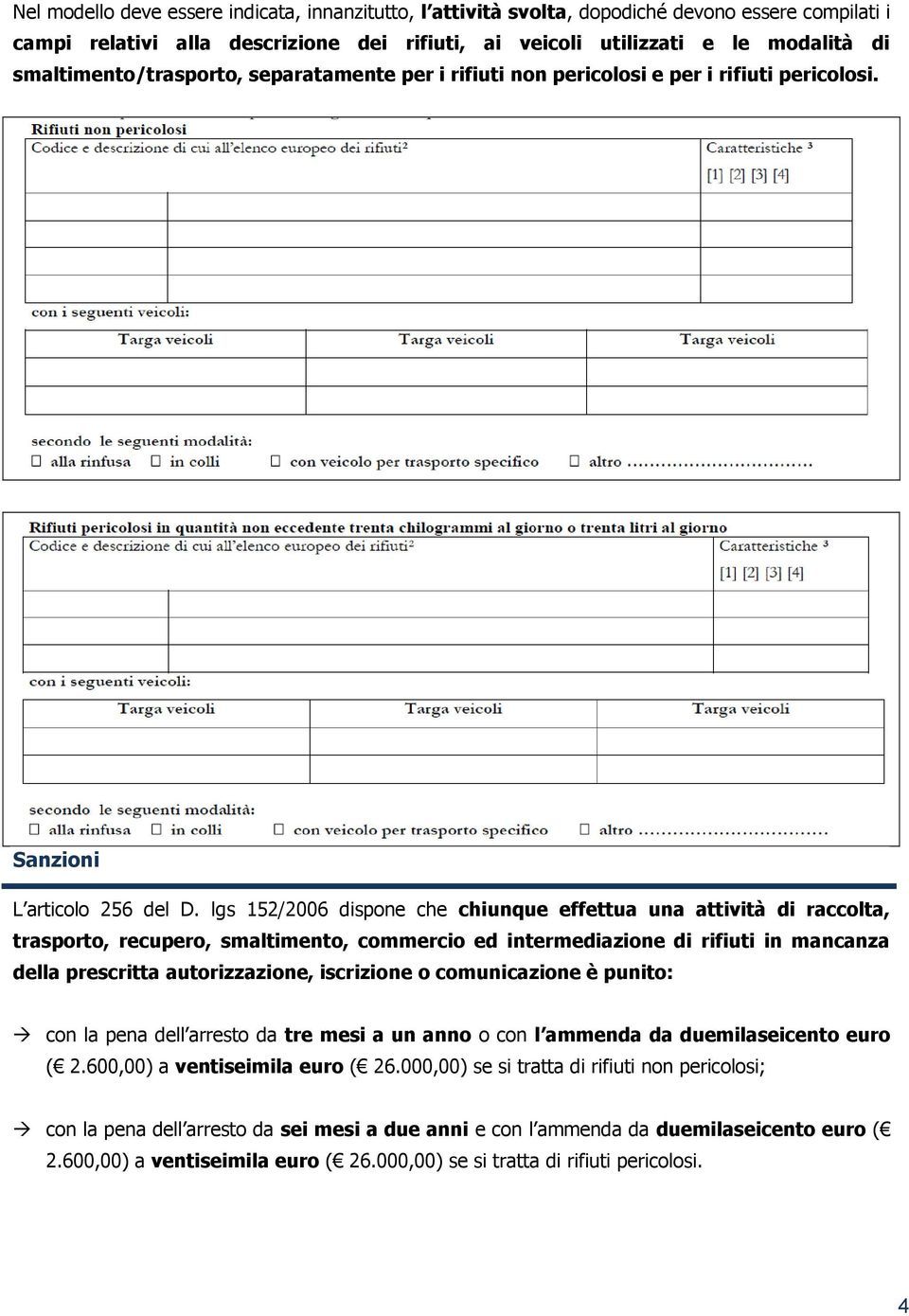 lgs 152/2006 dispone che chiunque effettua una attività di raccolta, trasporto, recupero, smaltimento, commercio ed intermediazione di rifiuti in mancanza della prescritta autorizzazione, iscrizione