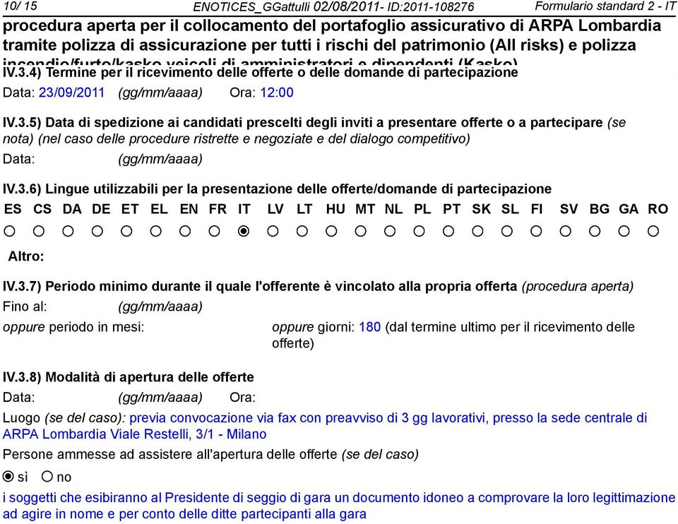 09/2011 (gg/mm/aaaa) Ora: 12:00 IV.3.