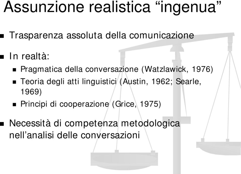 atti linguistici (Austin, 1962; Searle, 1969) Principi di cooperazione