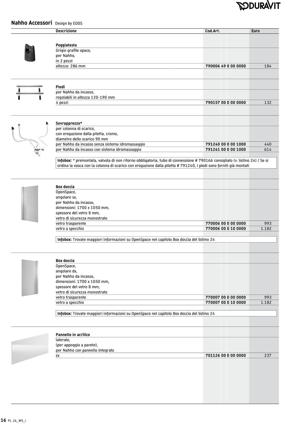 Sovrapprezzo* per colonna di scarico, con erogazione dalla piletta, cromo, diametro dello scarico 90 mm per Nahho da incasso senza sistema idromassaggio 791240 00 0 00 0 440 per Nahho da incasso con