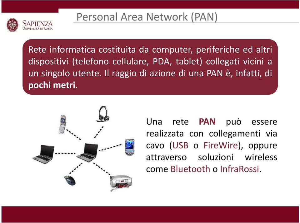 Il raggio di azione di una PAN è, infatti, di pochi metri.