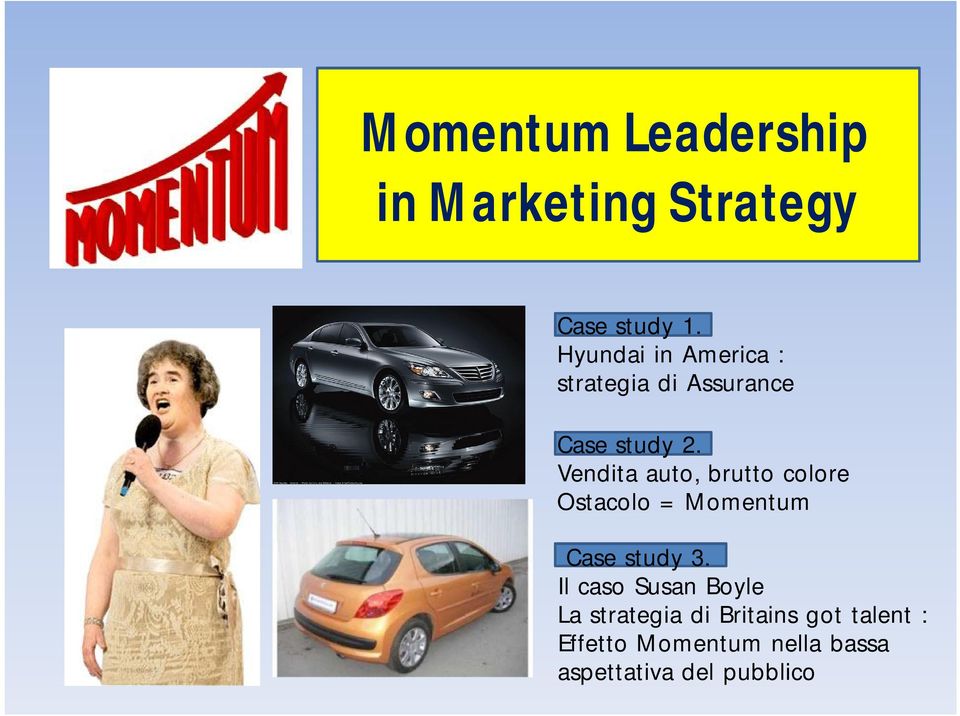 Vendita auto, brutto colore Ostacolo = Momentum Case study 3.