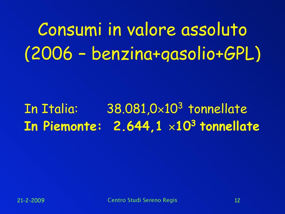 081,0 10 3 tonnellate In Piemonte: 2.